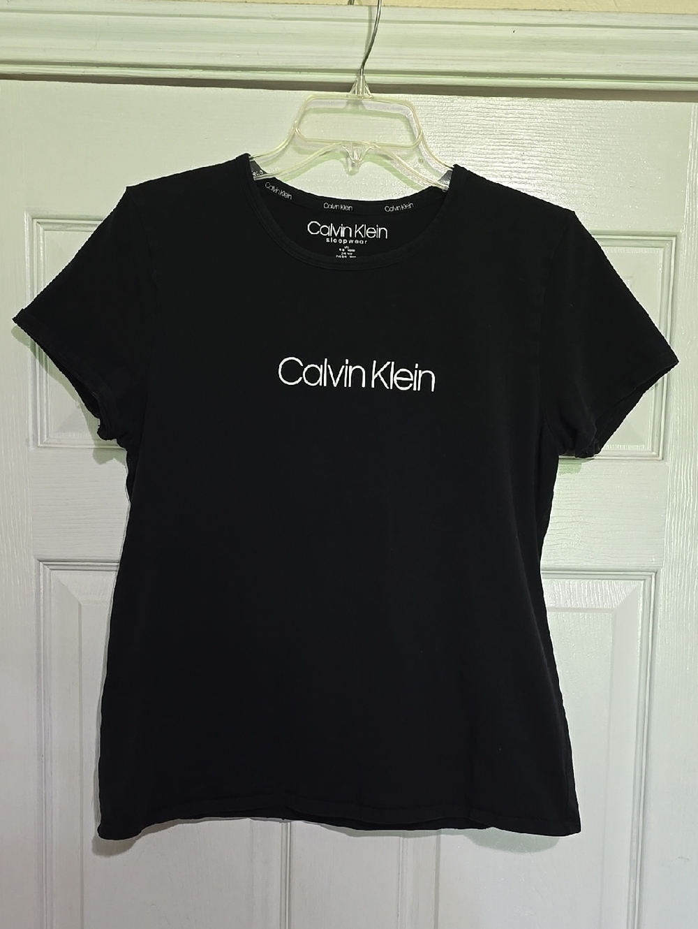 Calvin Klein Black Short-Sleeve Logo Sleep Tee - Size L/G
